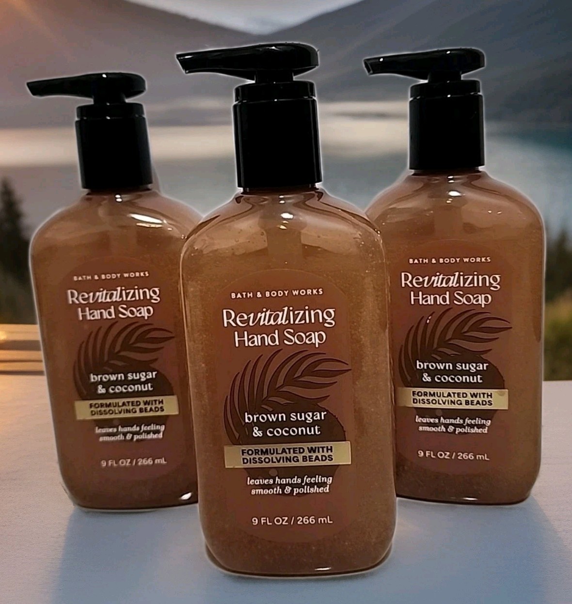 3 Pcs Set Bath & Body Works Brown Sugar & Coconut Revitalizing Hand Soap 9 0z