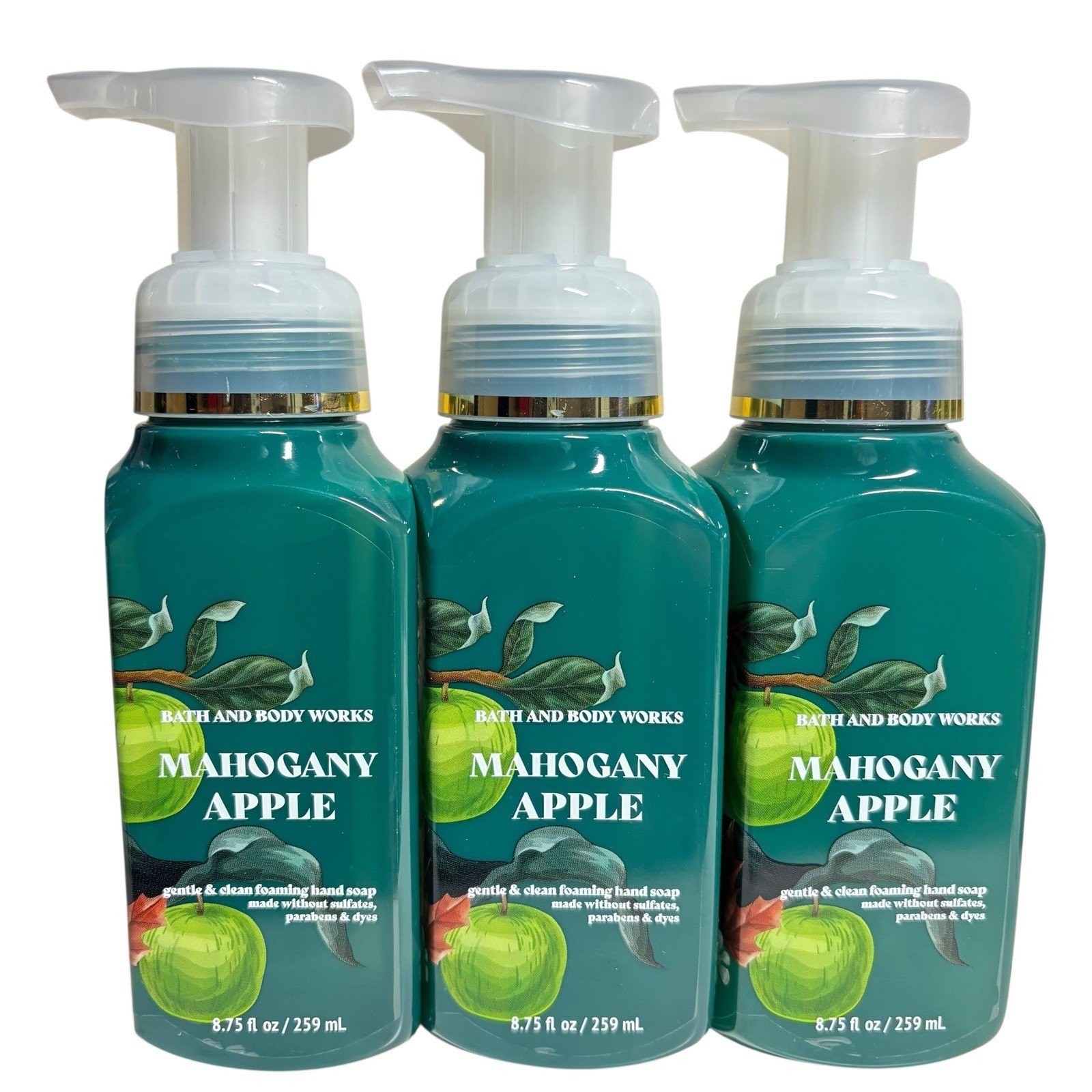 Bath & Body Works MAHOGANY APPLE Clean Foaming Hand Soap 8.75oz – Set Of 3