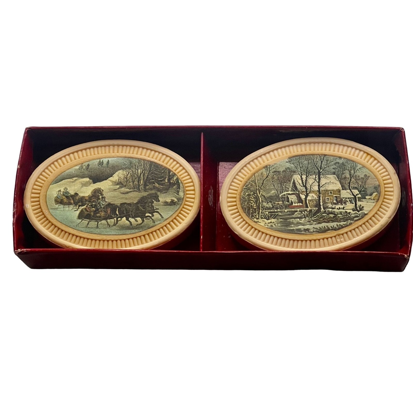 Avon 1876 Currier & Ives Winterscapes Fragranced Guest Soaps Box of 2 6oz NOS