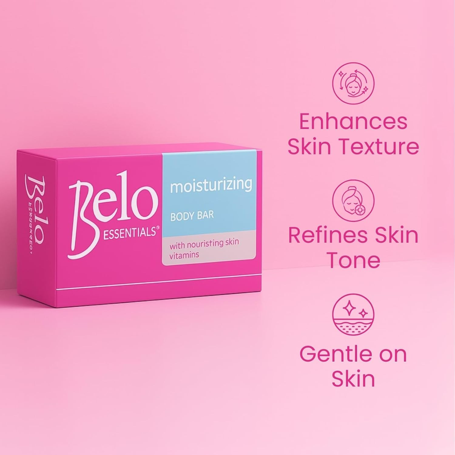 Belo Essentials Moisturizing Whitening Body Bar w/ Nourishing Vitamins Skin 135g