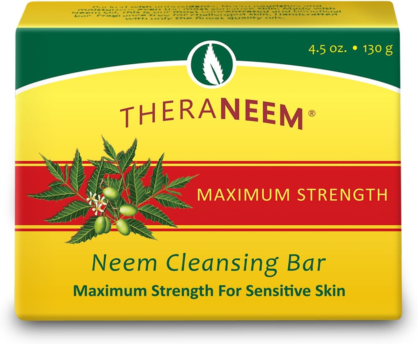 TheraNeem Neem Oil Cleansing Soap Bar for Sensitive Skin – Body Wash Bar for