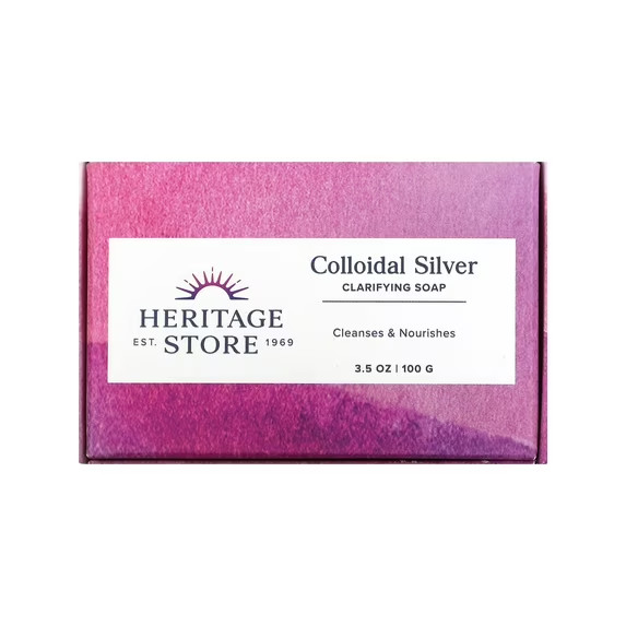 HERITAGE STORE Colloidal Silver Soap, Bar, Rosemary (Carton) | 3.5oz (3 pack)