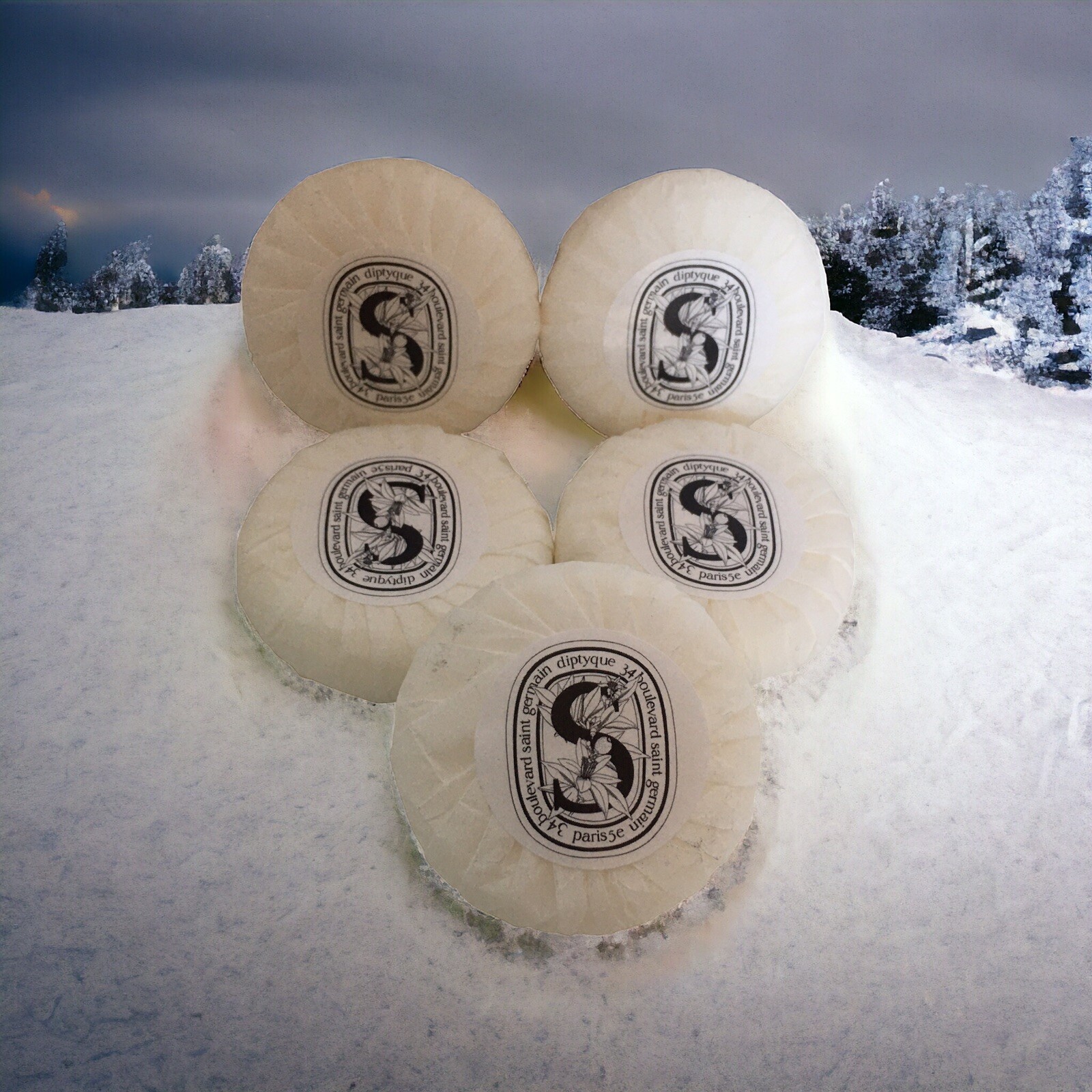 5 Diptyque L’ART DU SOIN Travel Size Soap Bars Exclusively for LA BOTTEGA 1.1oz