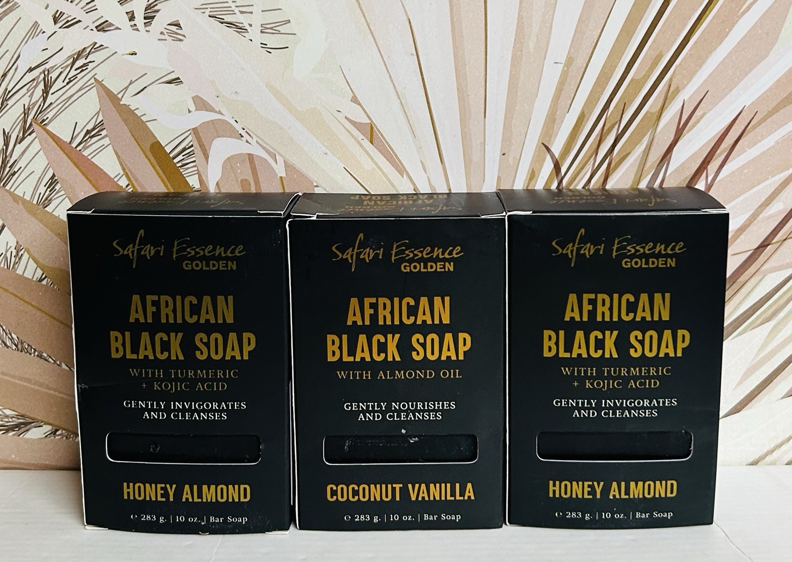 3-Pack Safari Essence ~ African Black Soap with Turmeric & Kojic Acid 10 oz Each