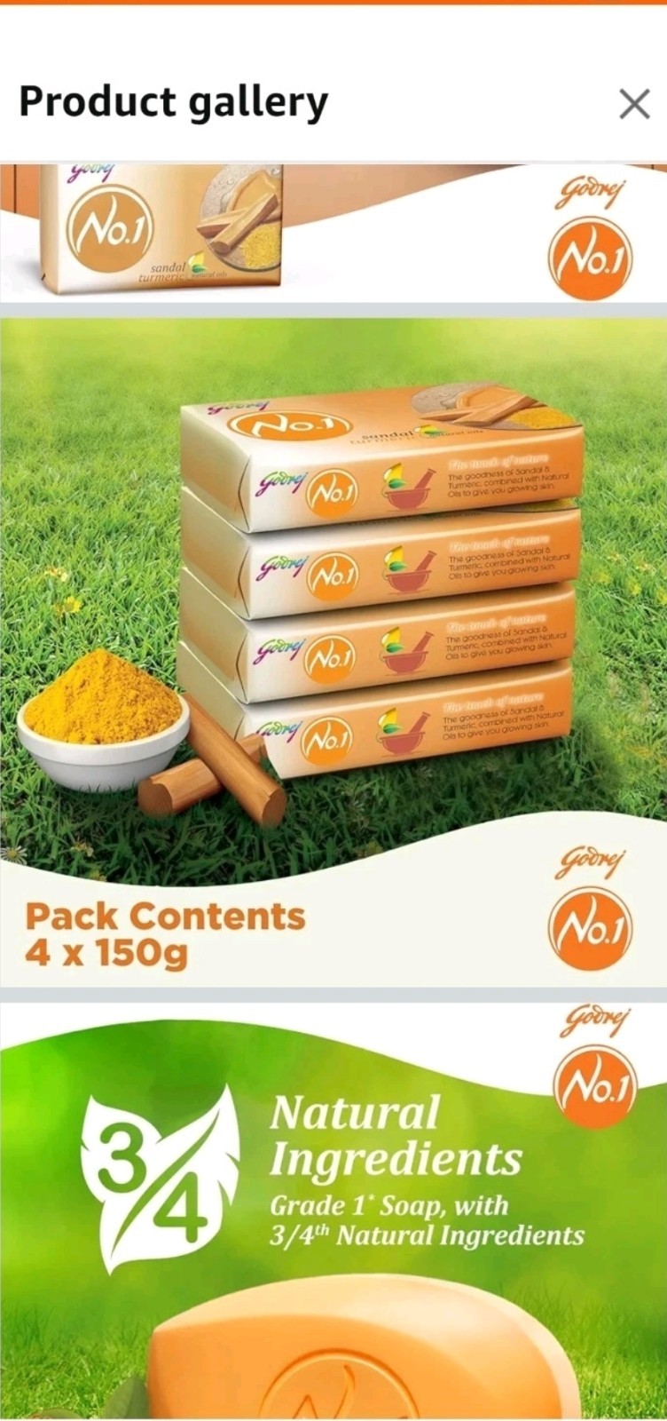 Godrej No1 Sandal and Turmeric Soap 150gm 3 Pack