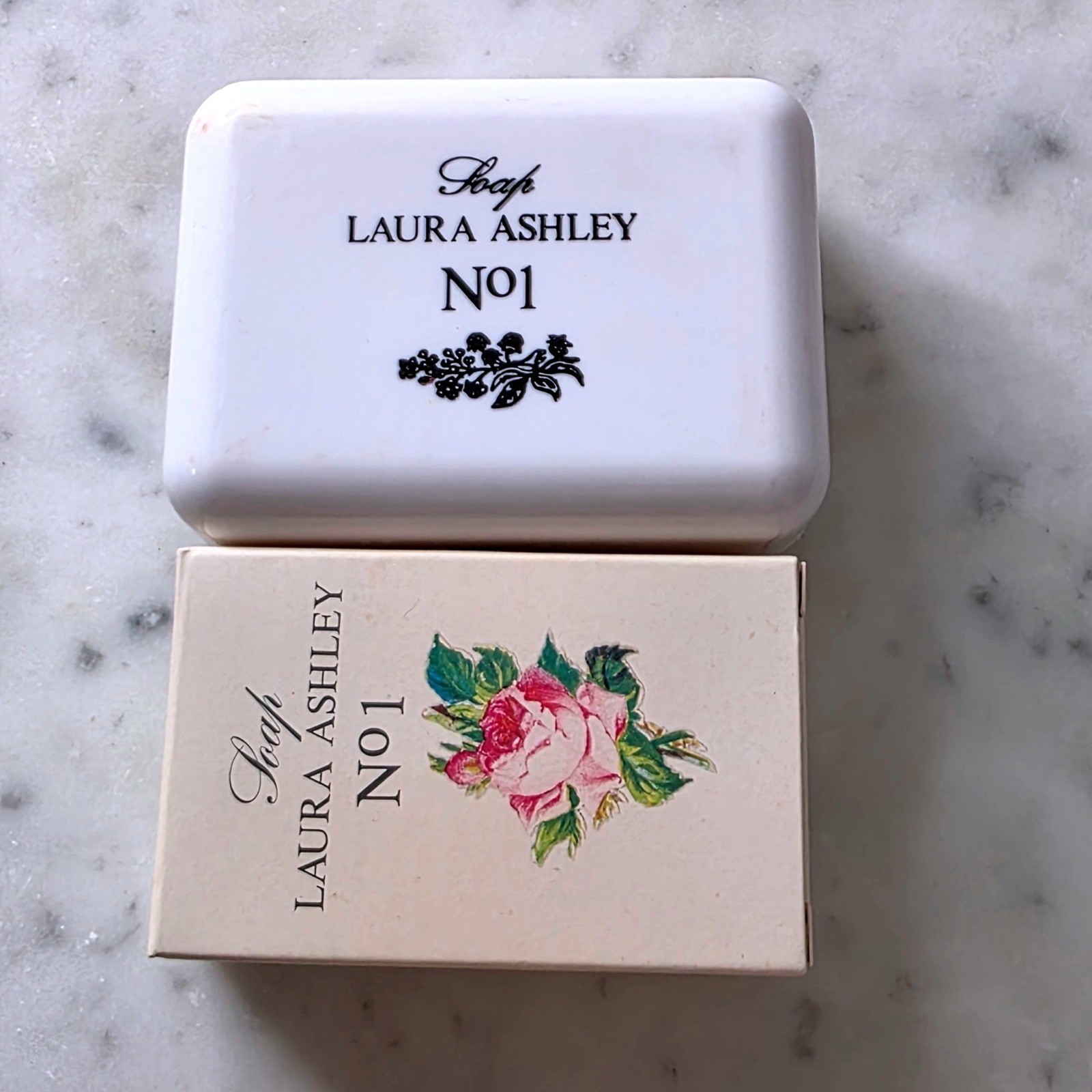 Vtg Laura Ashley No 1 Soap Bars set 2 Plastic Travel Case Original Box Sealed