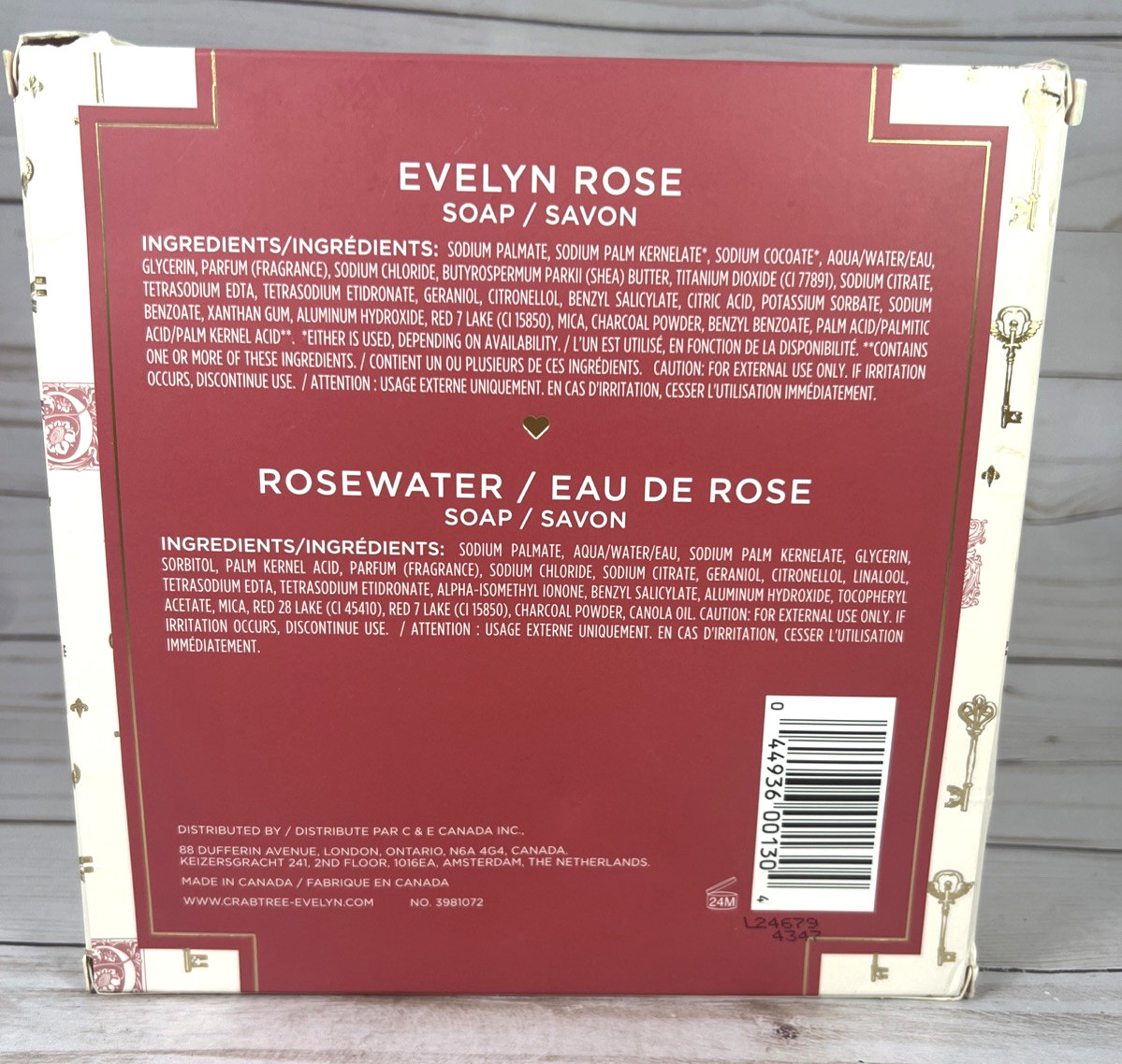 Crabtree & Evelyn Rose Rosewater Heart Shaped Deluxe Soap Set 4 Pink Red Bars