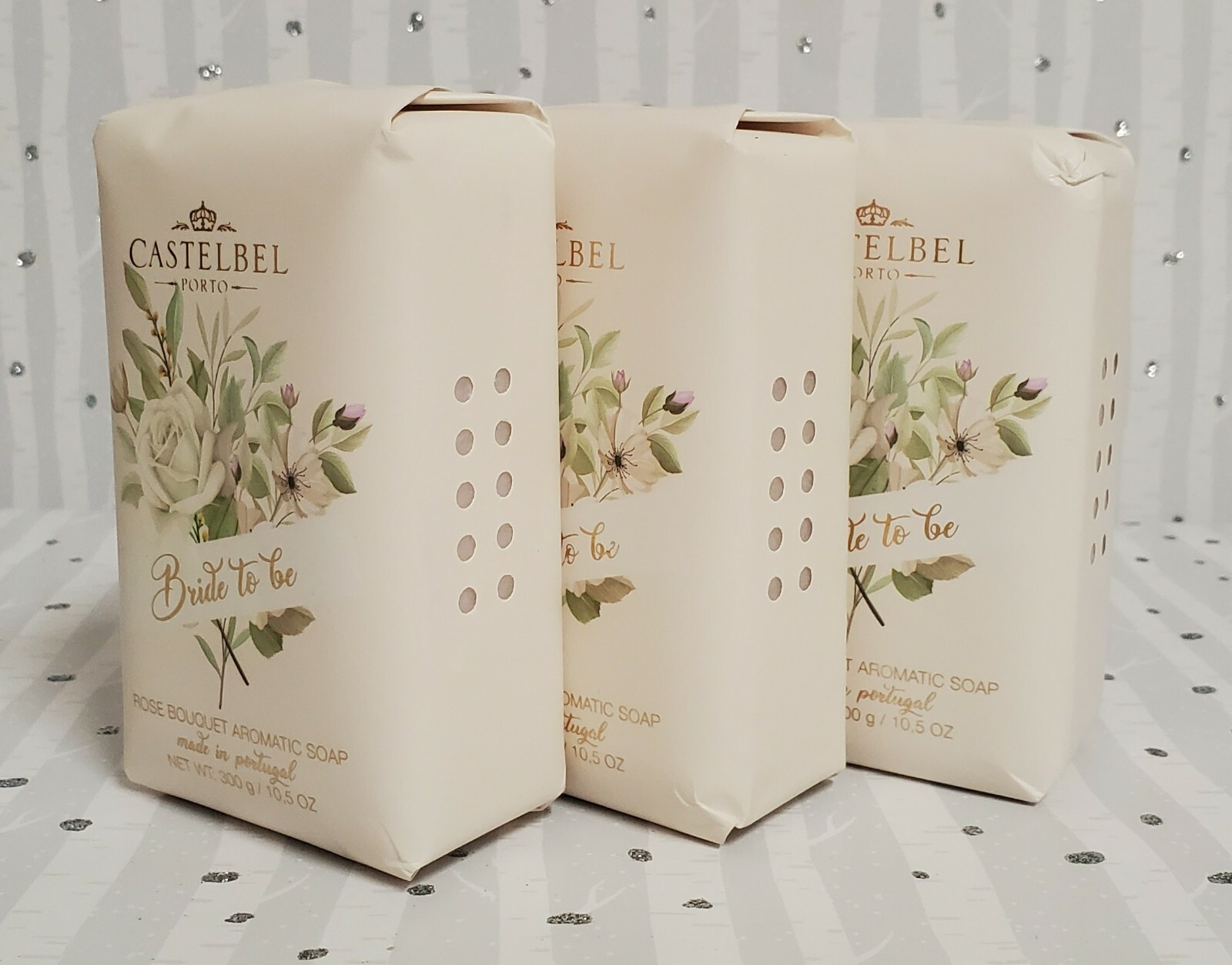 Castelbel Porto Rose Bouquet Aromatic Soap Bride To Be Theme 3 Bars 10.5 oz Each