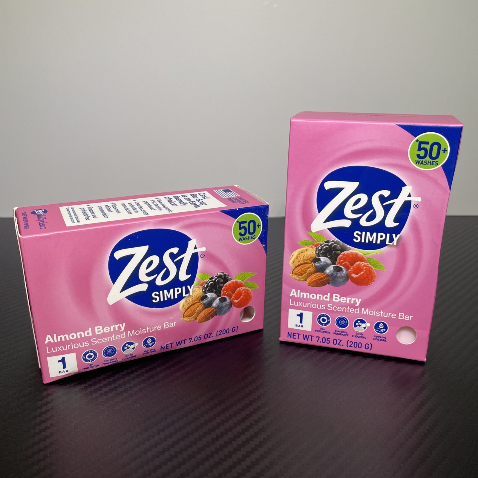 Lot Of 2 Zest Simply Almond Berry Scented Moisture Bar Soap 7.05oz New