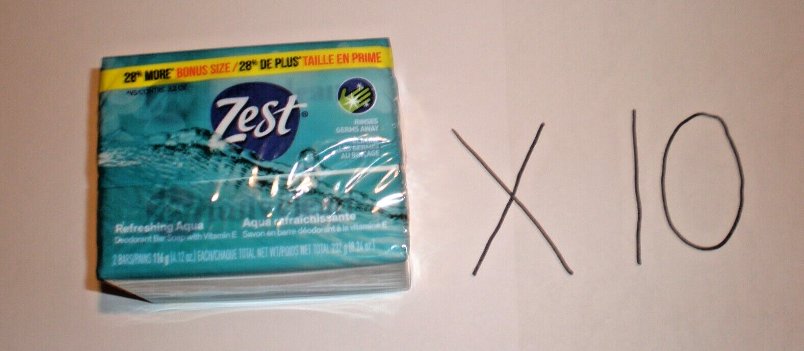 ZEST REFRESHING AQUA DEODORANT BAR SOAP WITH VITAMIN E – 10 BOXES 20 TOTAL BARS