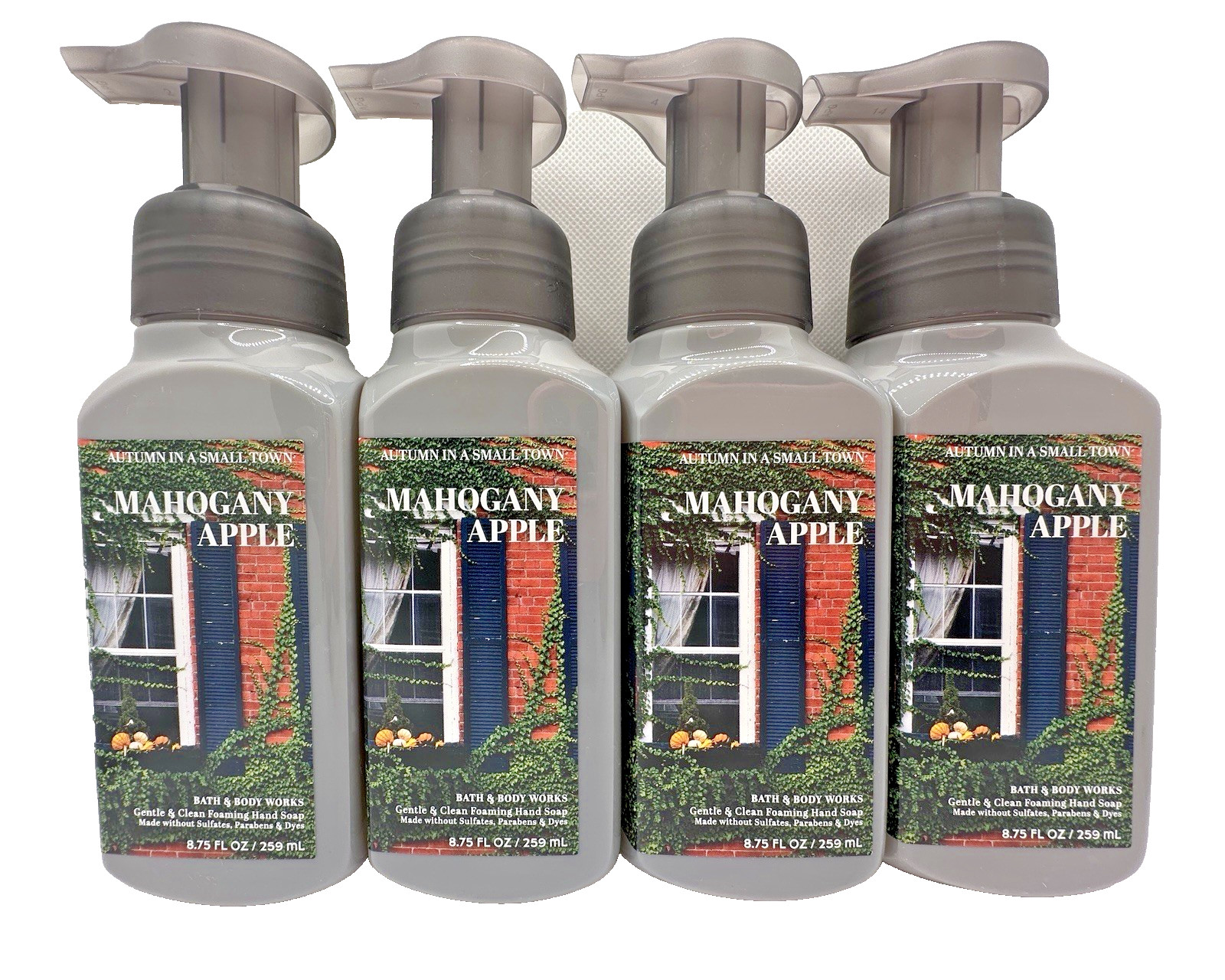 Bath & Body Works Mahogany Apple Gentle Foaming Hand Soap 8.75 Oz x4
