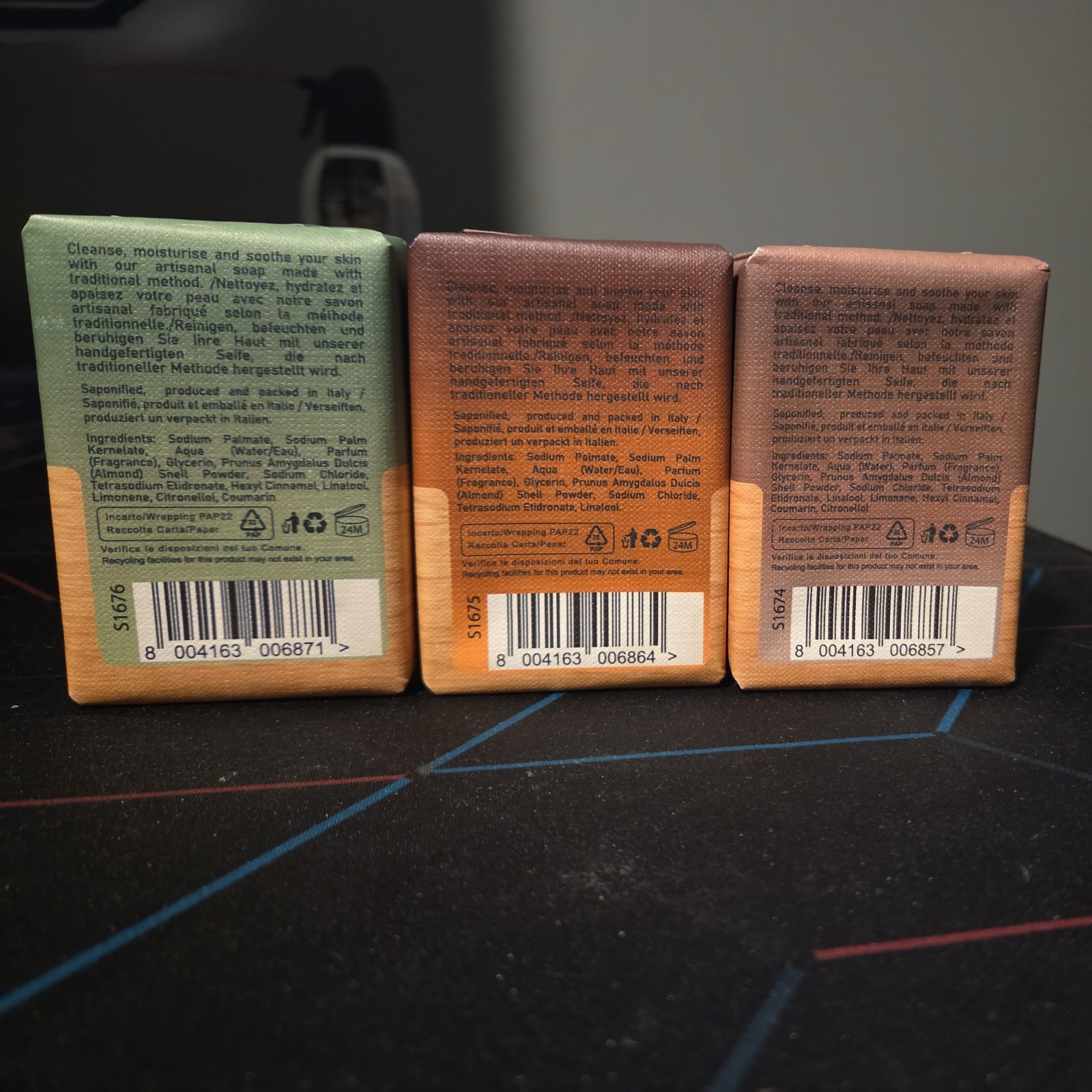 Saponificio Varesino Soap Set 3 Bars Vetiver Old Bourbon Oak Wood Made Italy New