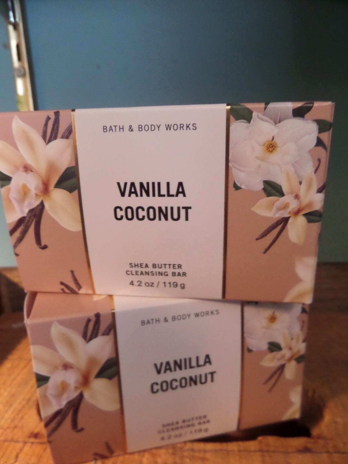 Lot of TWO Bath & Body Works VANILLA COCONUT Cleansing Bar Soap 4.2oz Bar NW