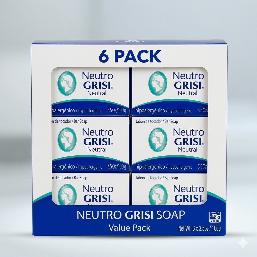 Neutro Grisi Soap 6-Pack | Hypoallergenic Bar Soap 3.5oz | Sensitive Skincare