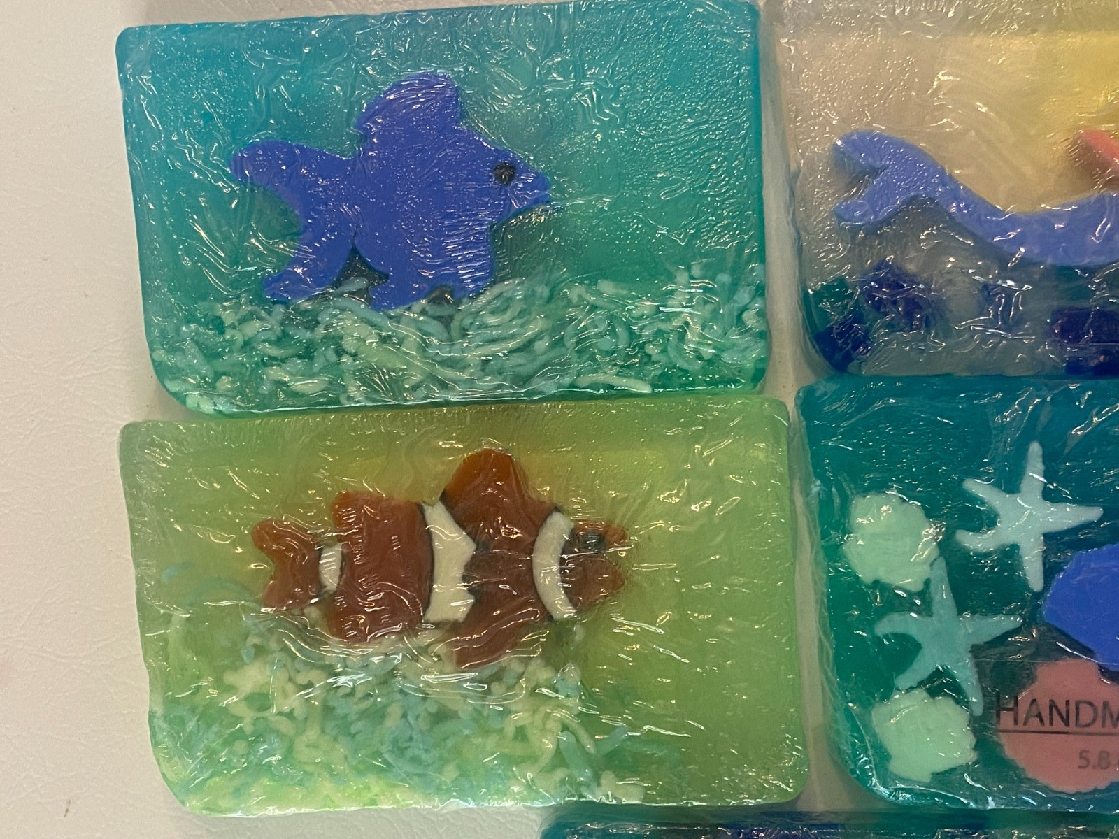 5 Primal Elements 3.5 oz. Bar Soap in Shrinkwrap Mermaid, Fish, Sand Dollar