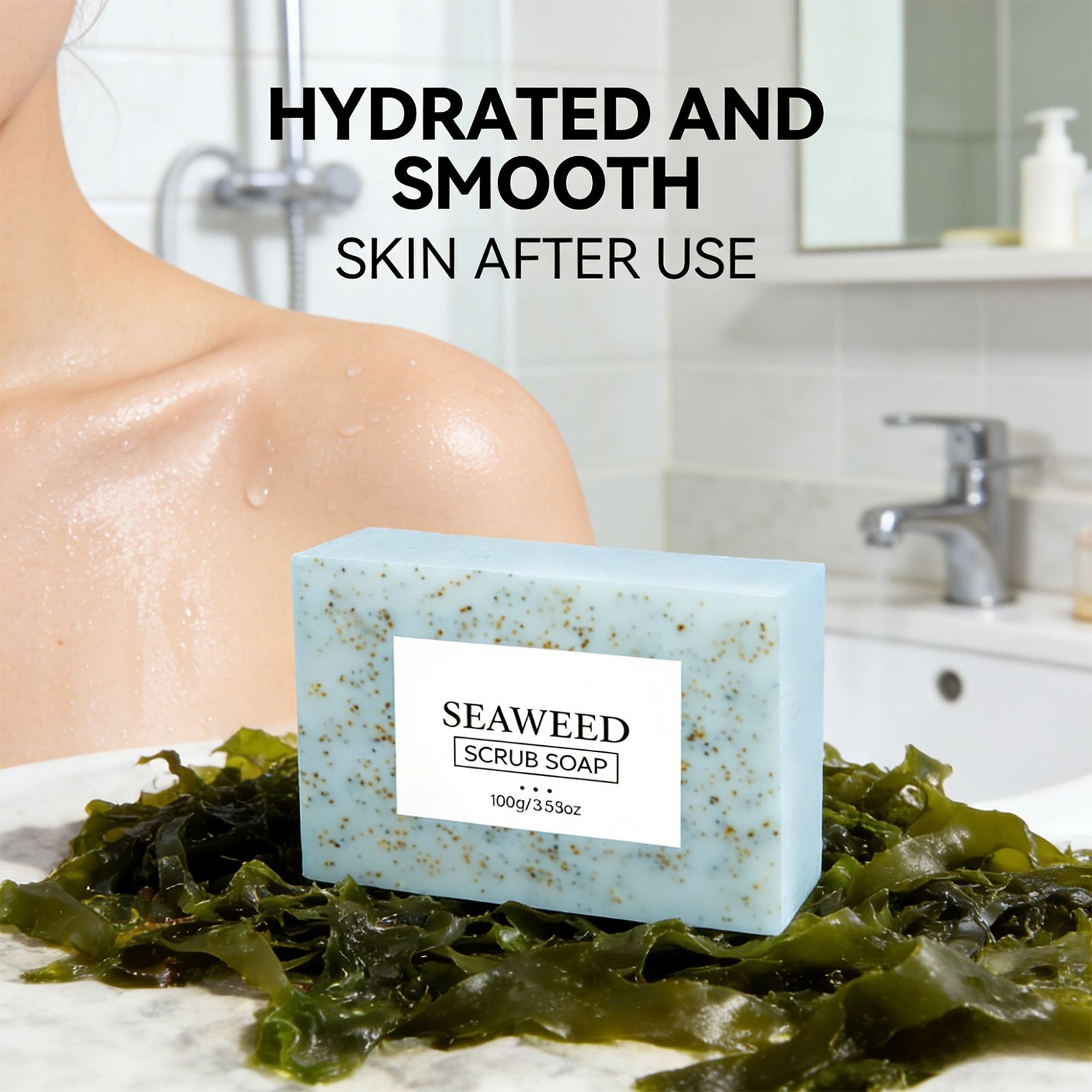 100g Seaweed Scrub Soap Deep Cleansing Handmade Soap Oil Control Bath Soap