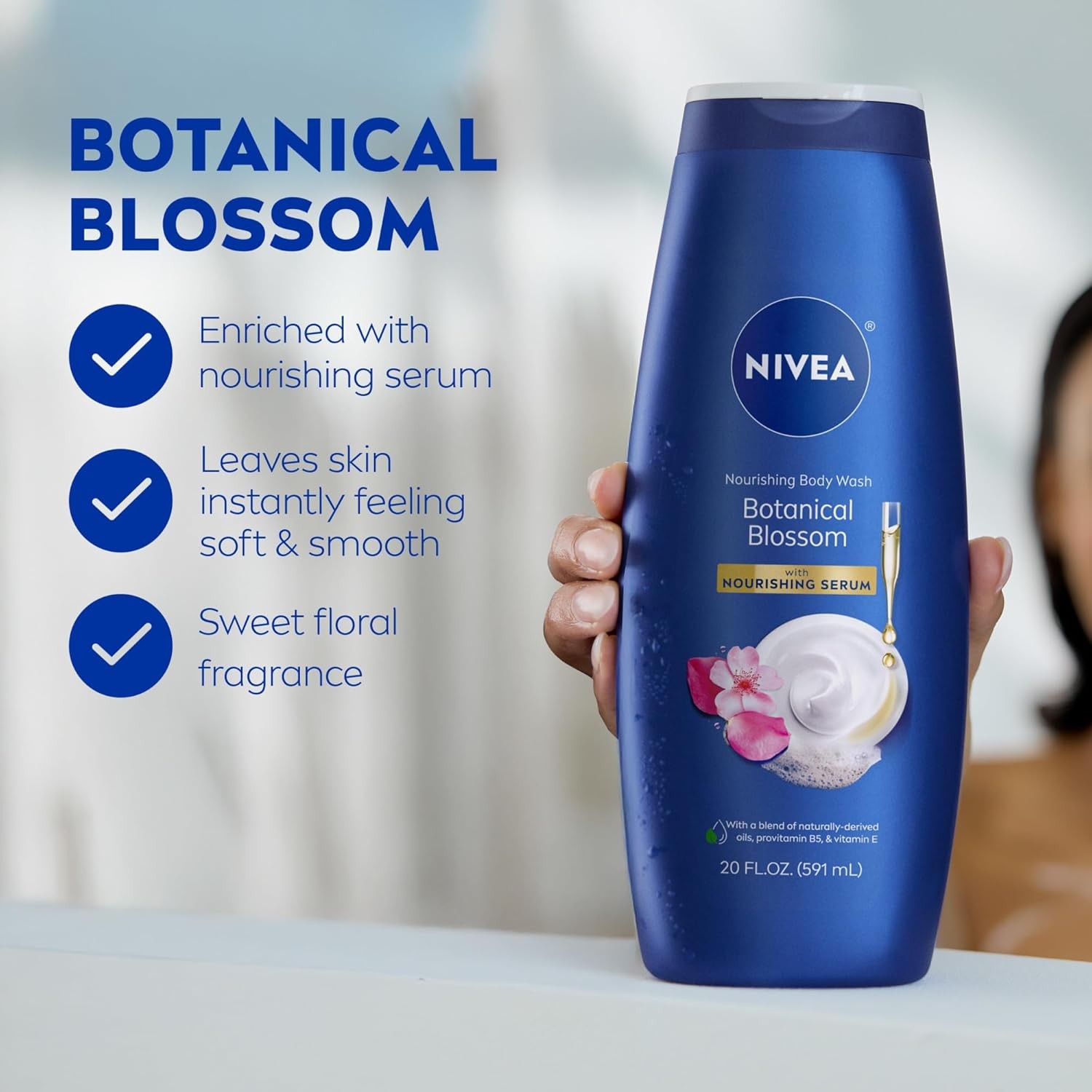 Nourishing Botanical Blossom Body Wash with Nourishing Serum, Body Wash for