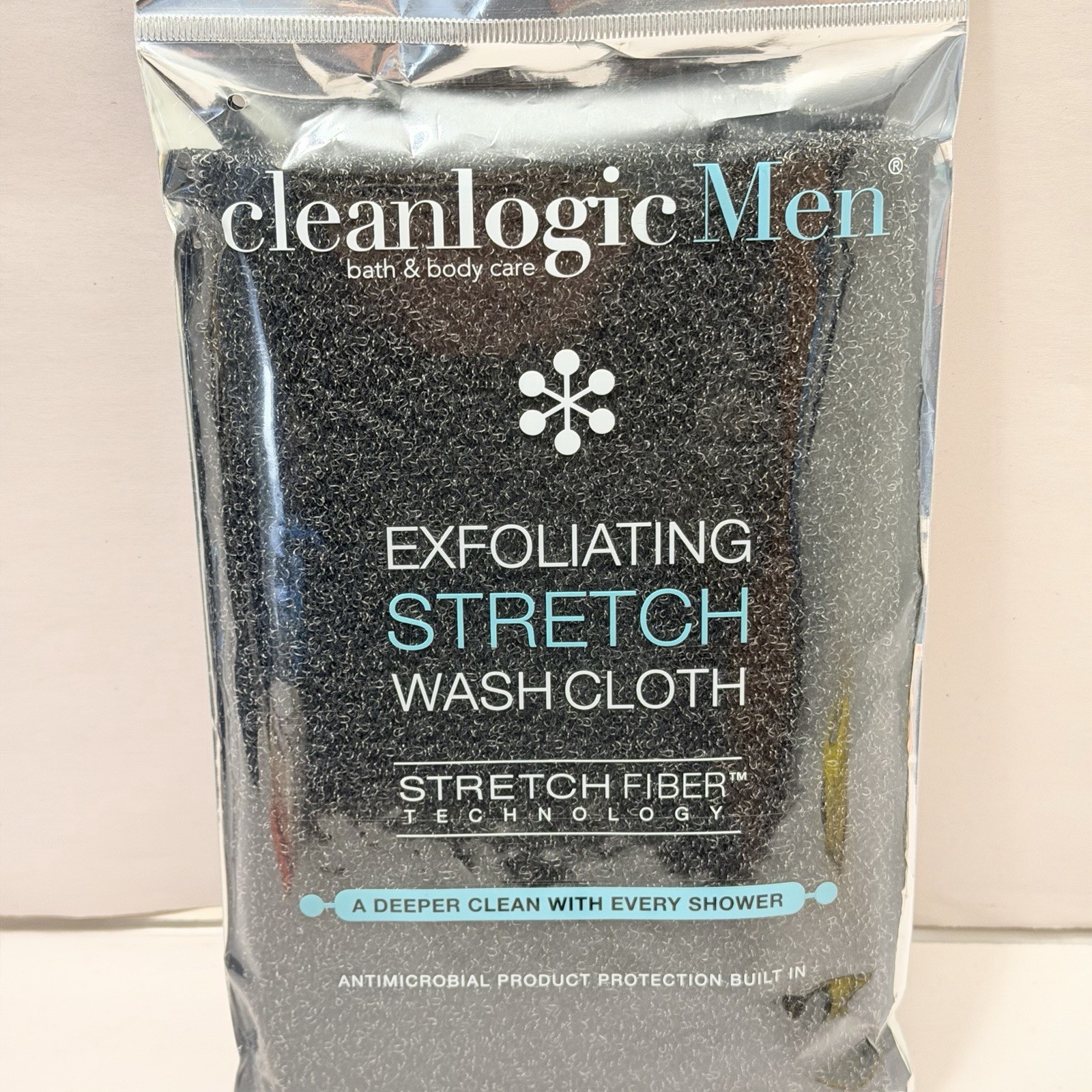 Clean Logic Detox Charcoal Purifying Stretch Wash Cloth BLACK 1 Count Shower Spa