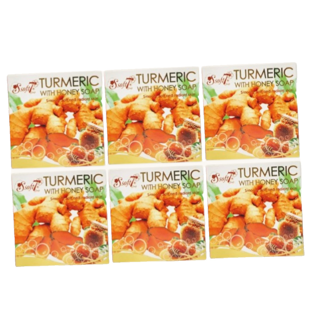 6x Soft7 TURMERIC WITH HONEY SOAP 120g. Natural Herbal Skin Care by K.Brothers