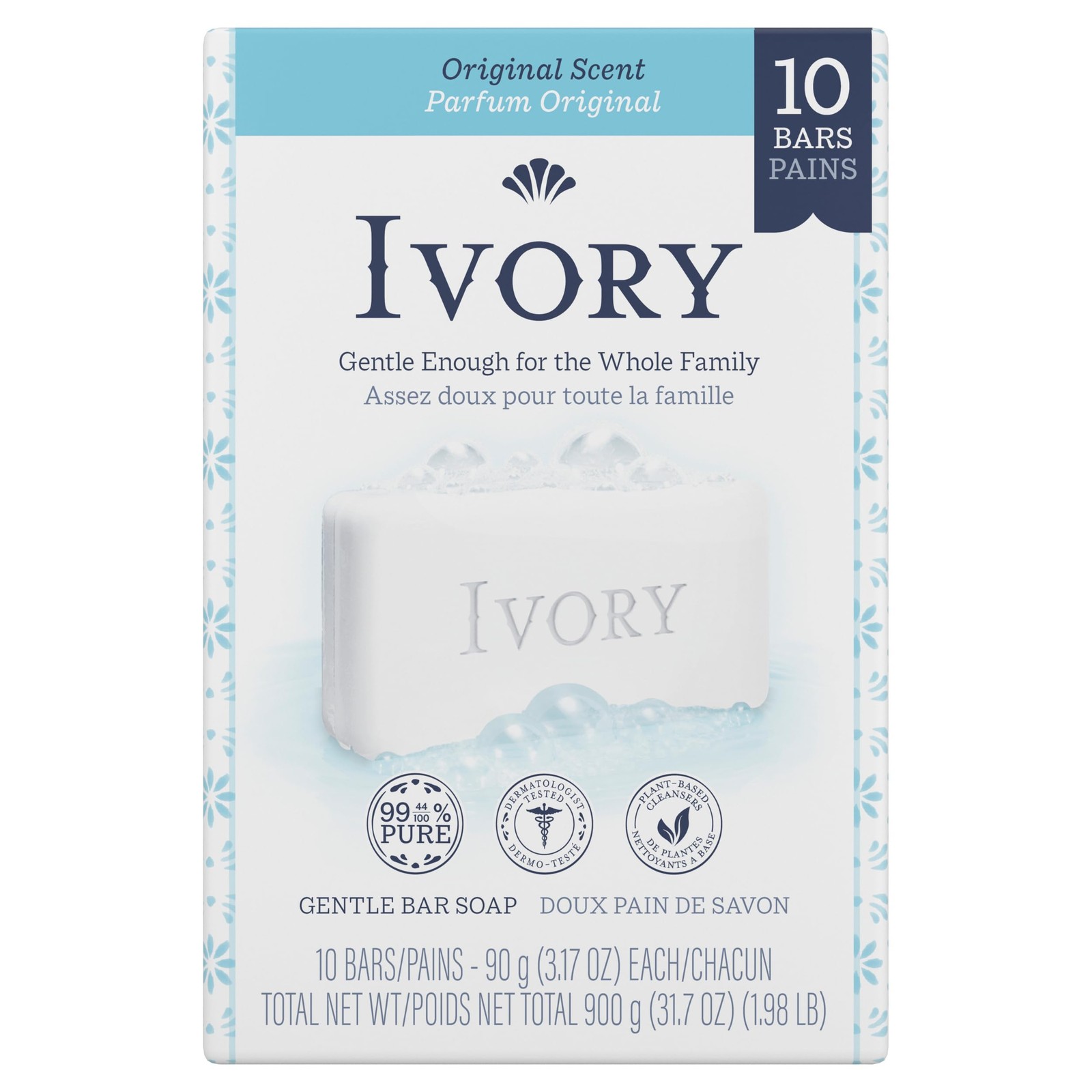 Ivory Gentle Bath Bar Soap, Family Pack, Designed for Whole Family, 99.44%