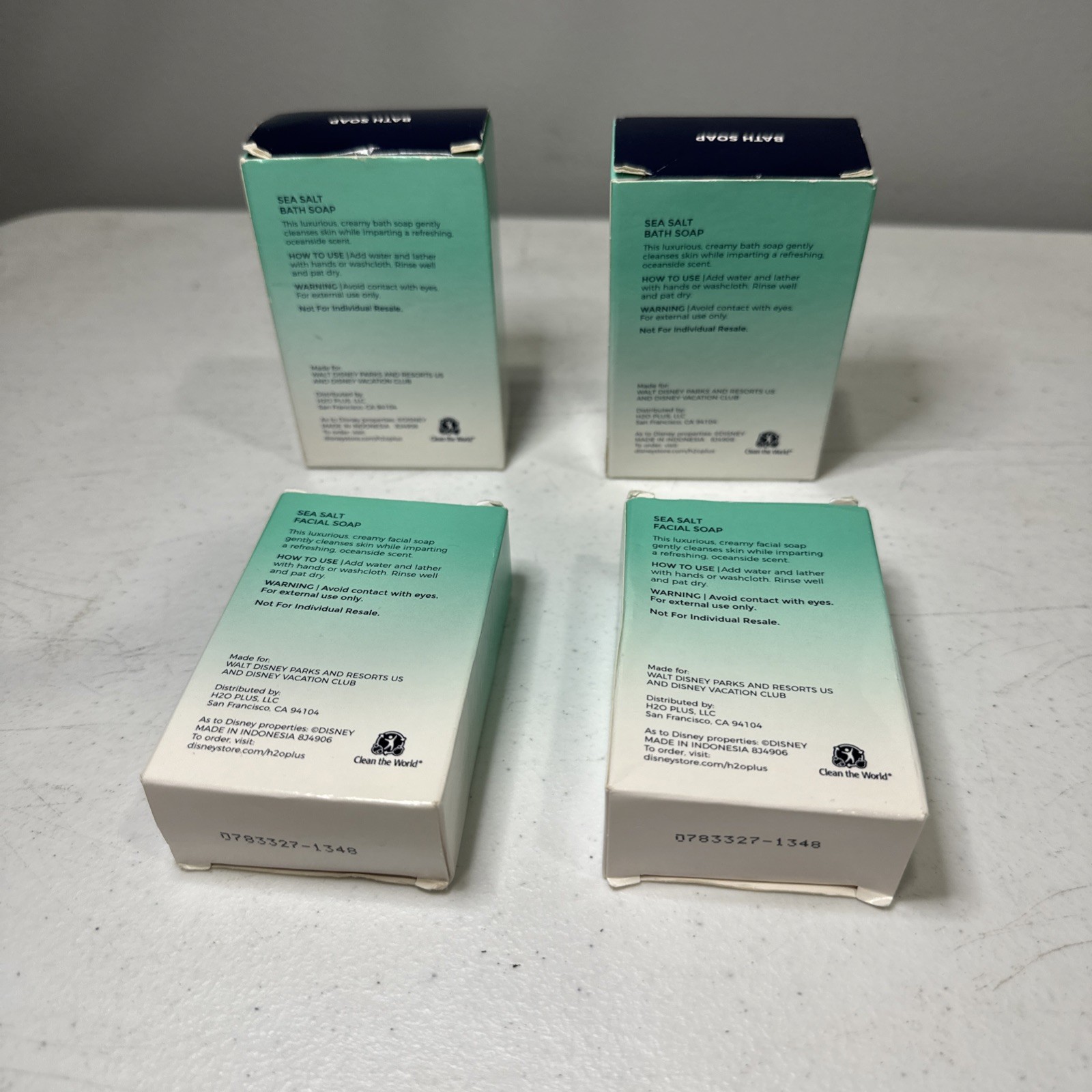 Disney Resorts H2O Plus Sea Salt 2 Facial Soap And 2 Bath Soap **New”
