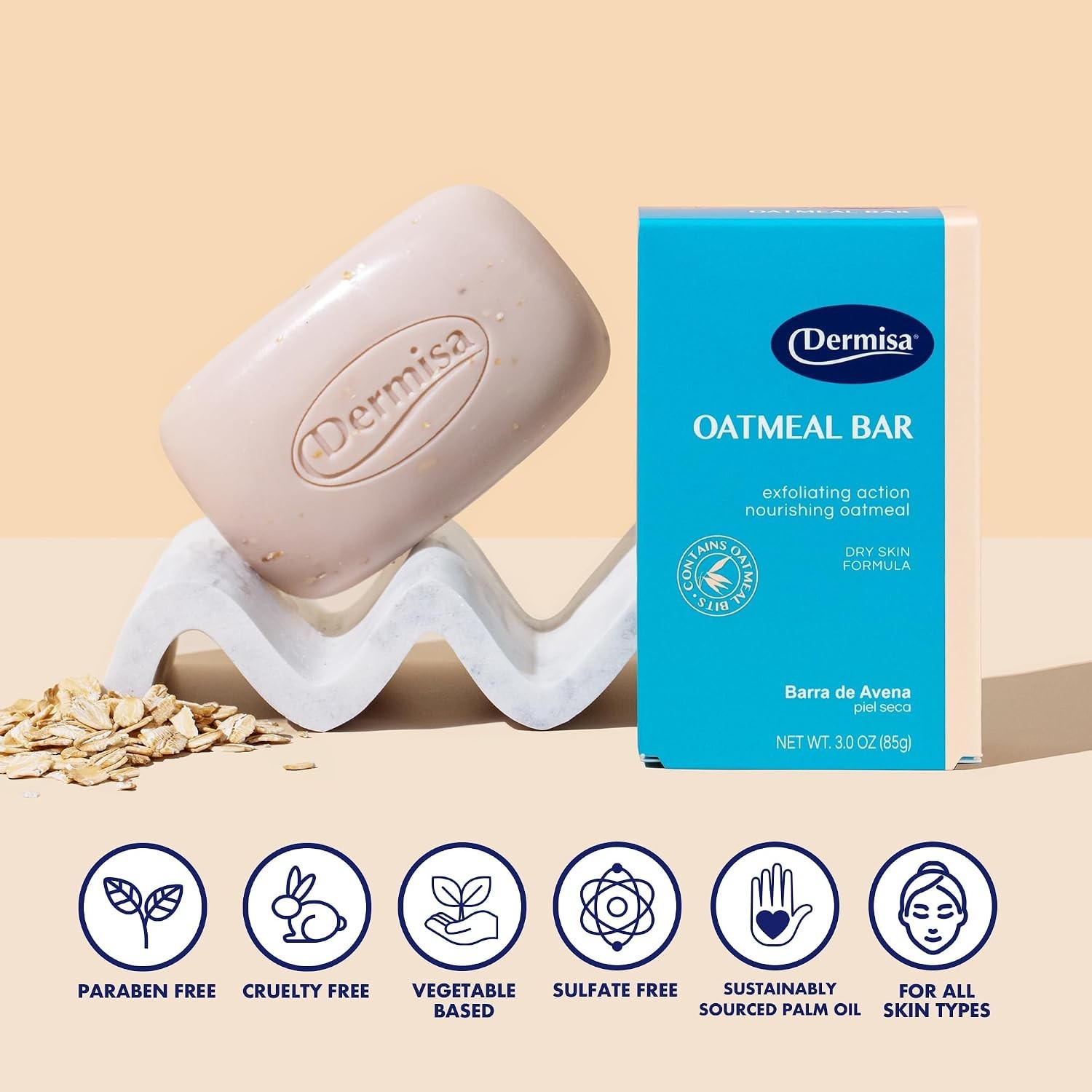Oatmeal & Aloe Vera Soap Bar – Gentle Exfoliating Face & Body Cleanser, 3 Oz