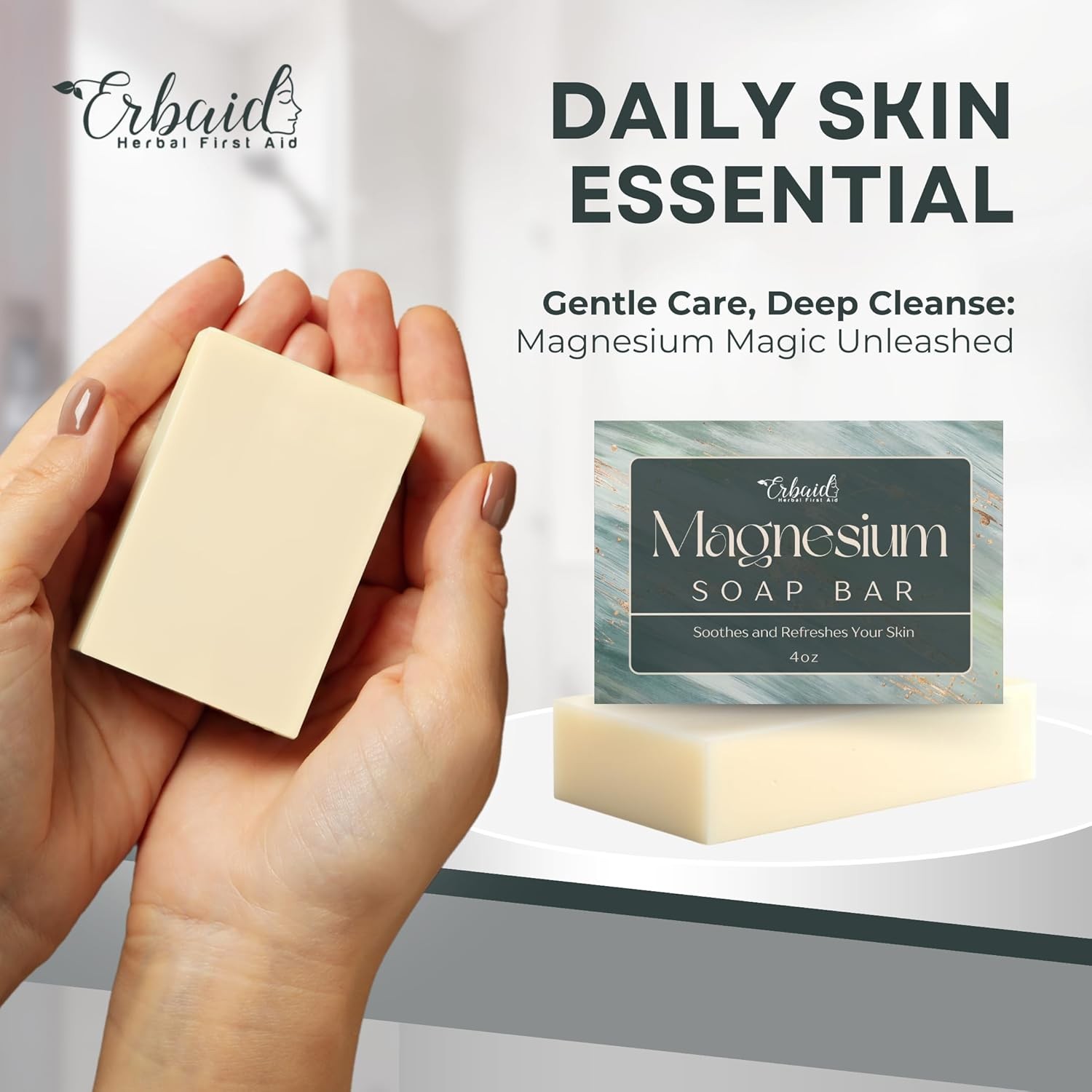 Dead Sea Magnesium Soap Bar – Deep Cleansing, Body Soap for Dry Itchy and All
