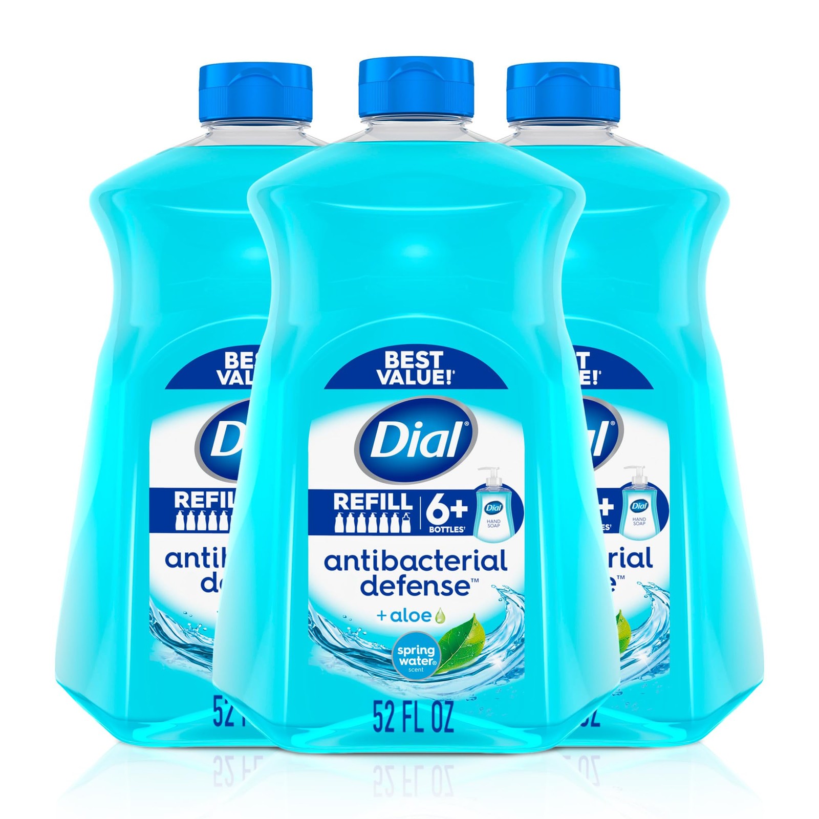 Dial Antibacterial Defense Liquid Hand Soap + Aloe, 52 Fl Oz (Pack of 3)