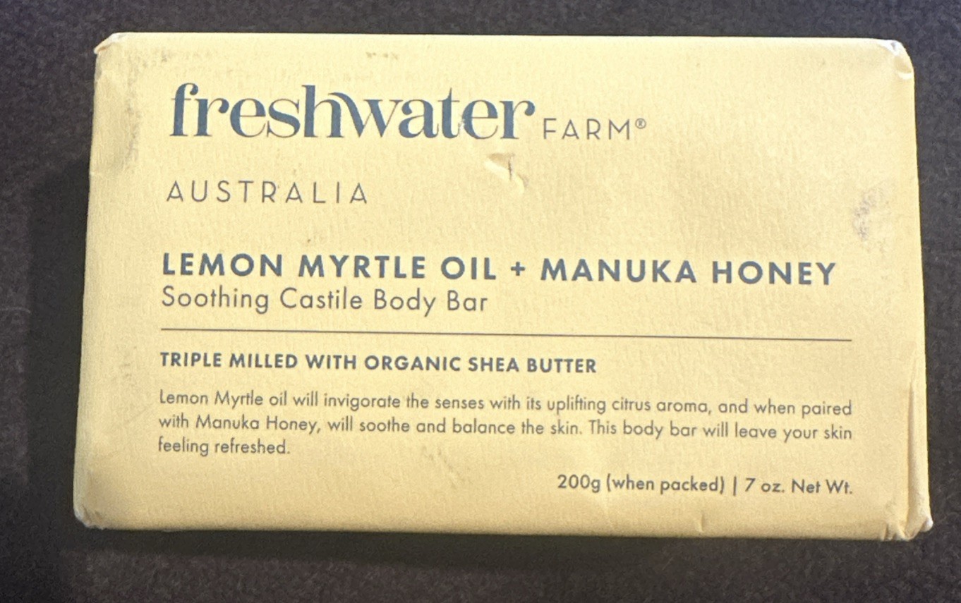 FRESHWATER FARM CASTILE BODY LEMON MYRTLE OIL + Manuka Honey 2 Pk- 7 OZ. Soap