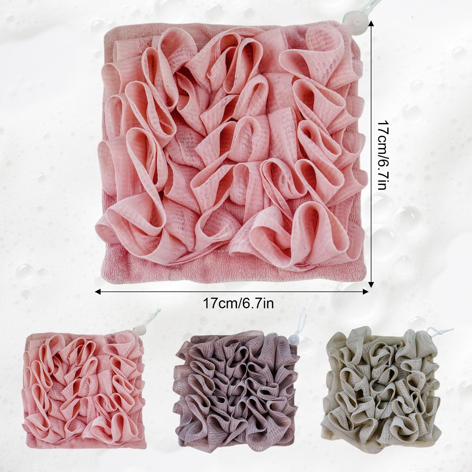 3 Pcs Soap Bar Loofah, 2 in 1 Bar Soap Loofah Pouch Can Hold Soap Effective E…