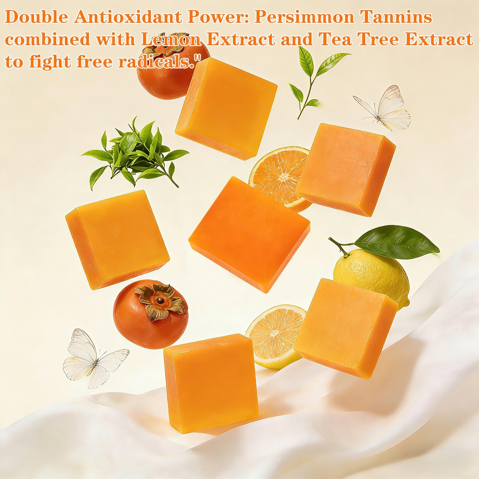 6 PCS Persimmon Soap Bar for Body Odor Control, Natural Deodorant Body Bar So…