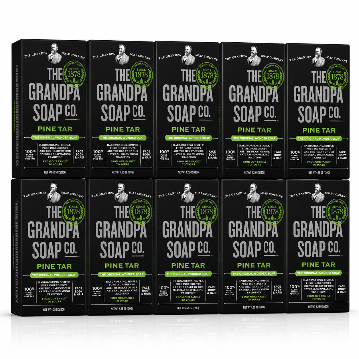 The Grandpa Soap Co Pine Tar Bar Soap 4.25 oz / 120 g Each (Pack of 10)