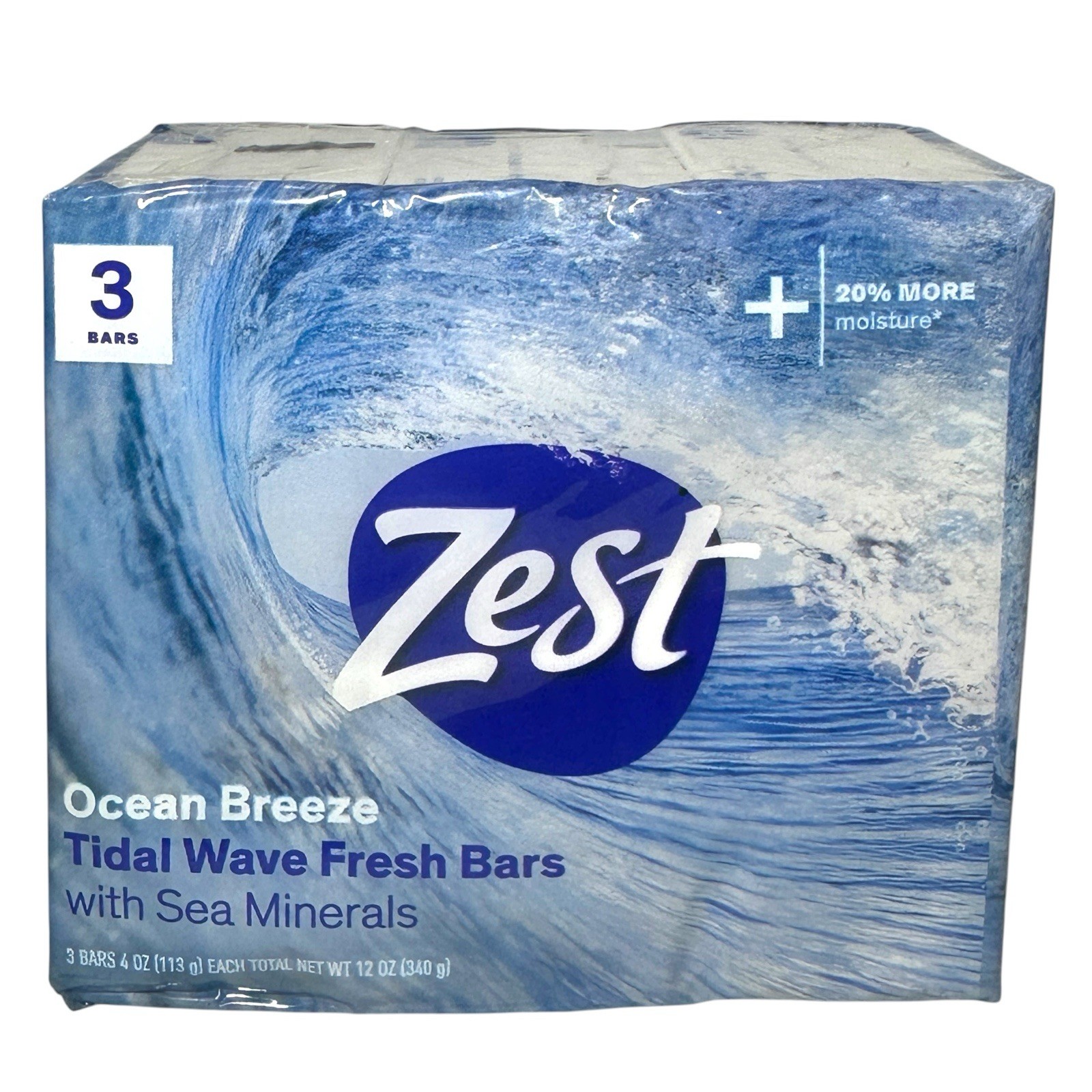 Zest Ocean Breeze Tidal Wave Fresh Bars Sea Minerals 3-pk Bar Soap (4 oz ea) NEW