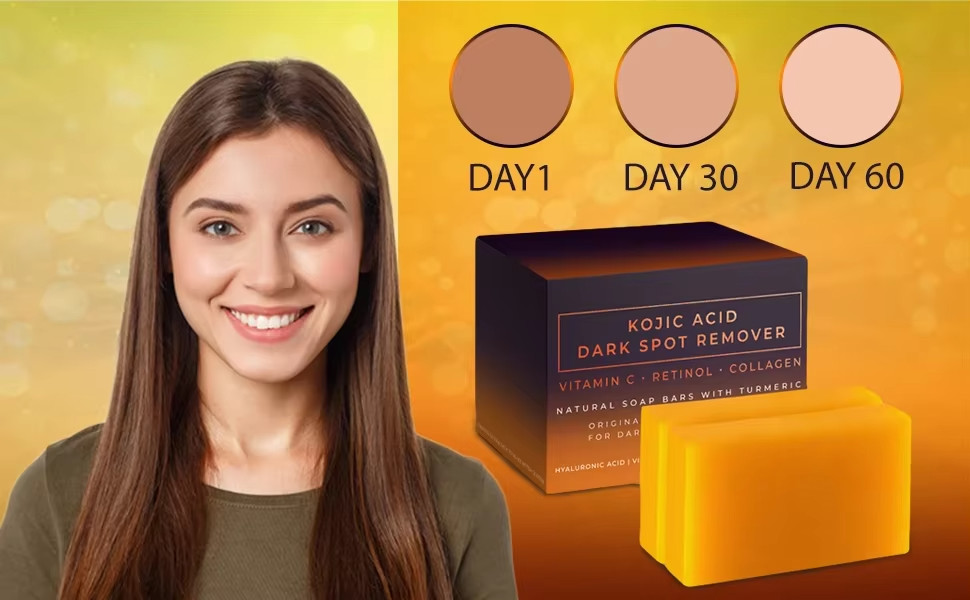 Kojic Acid Dark Spot Remover Whitening Soap Bars with Vitamin C Retinol Collagen