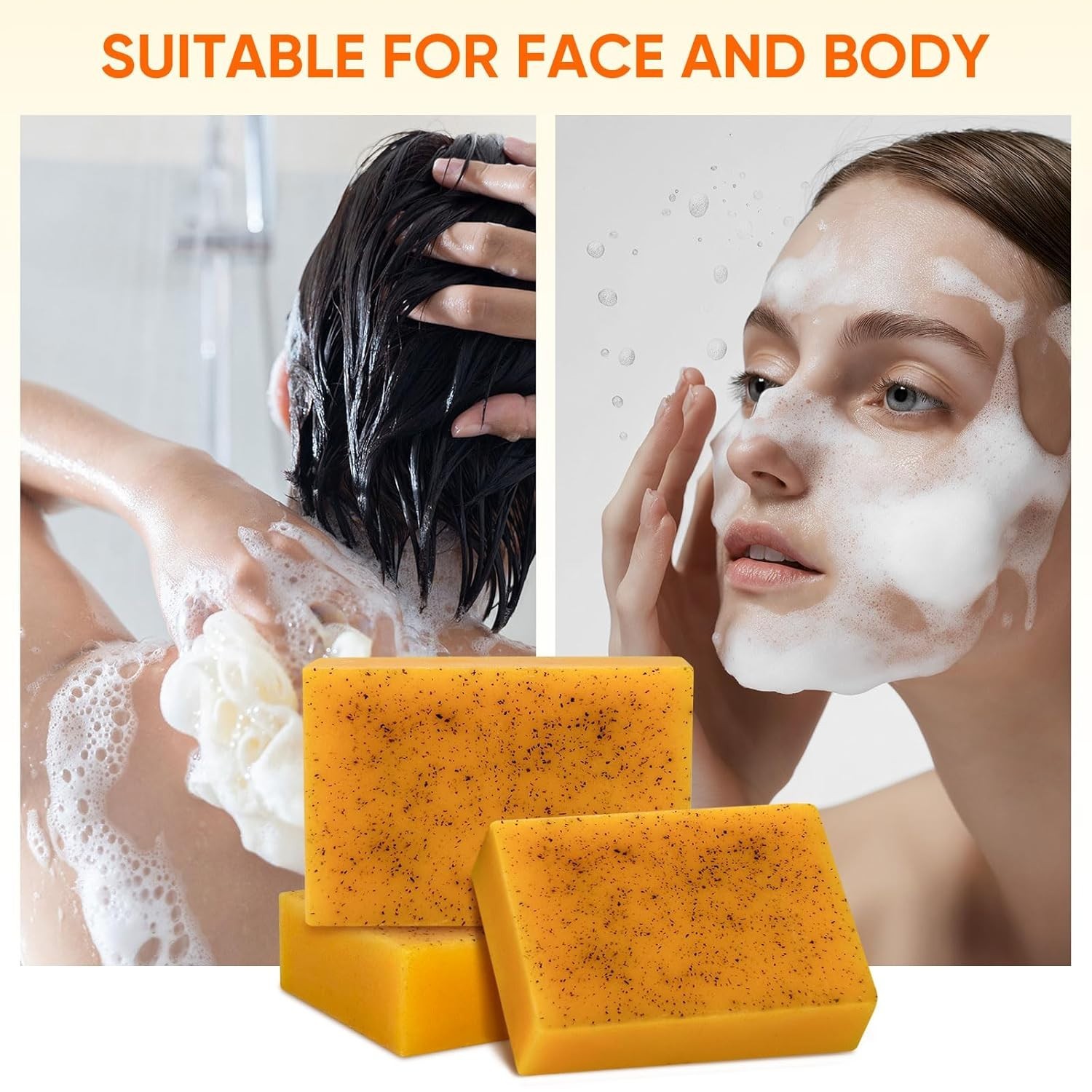 femani 3 PCS Turmeric Soap Bar for Face and Body, Lemon Turmeric Face Wash with