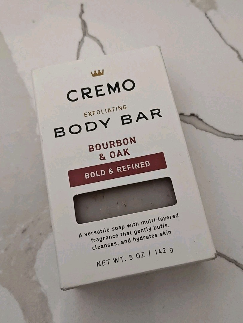 Cremo Bourbon & Oak Exfoliating Body Bar Soap 5 oz Lava Rock Shea Butter New