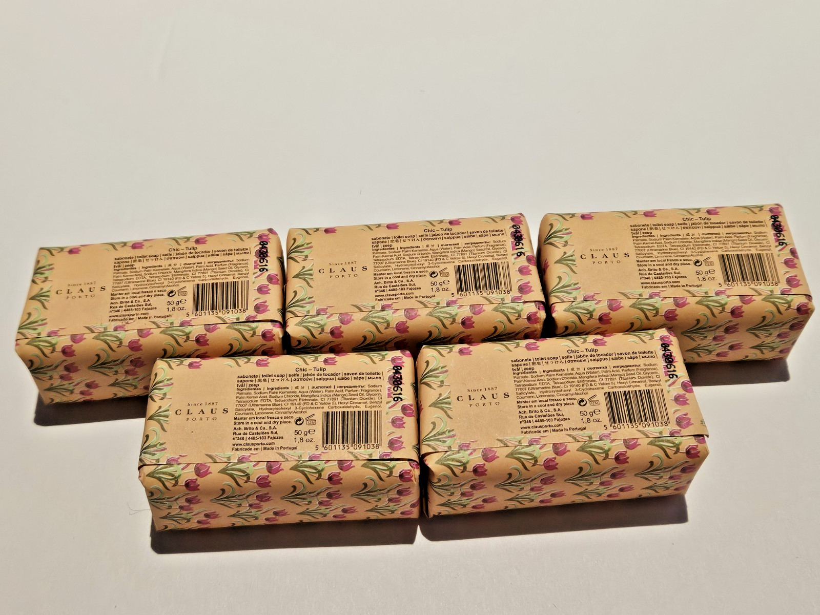 Claus Porto Chic Tulip Mini Luxury Soaps Set of 5 New Sealed Each 1.8 oz.