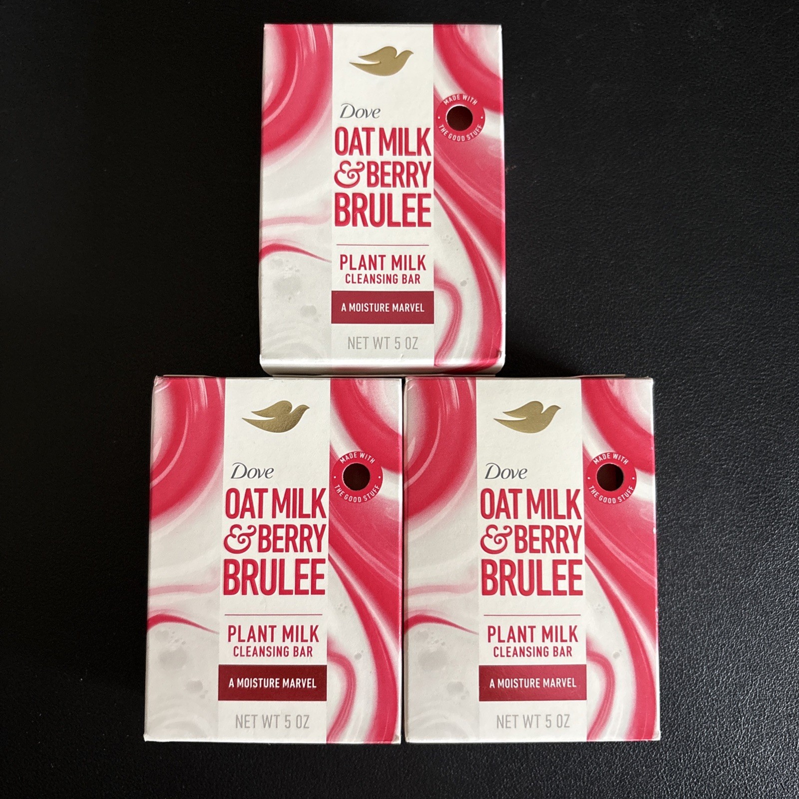 3x Dove OAT MILK & BERRY BRULEE Moisturizing Plant Milk Cleansing Bar, 5 Oz