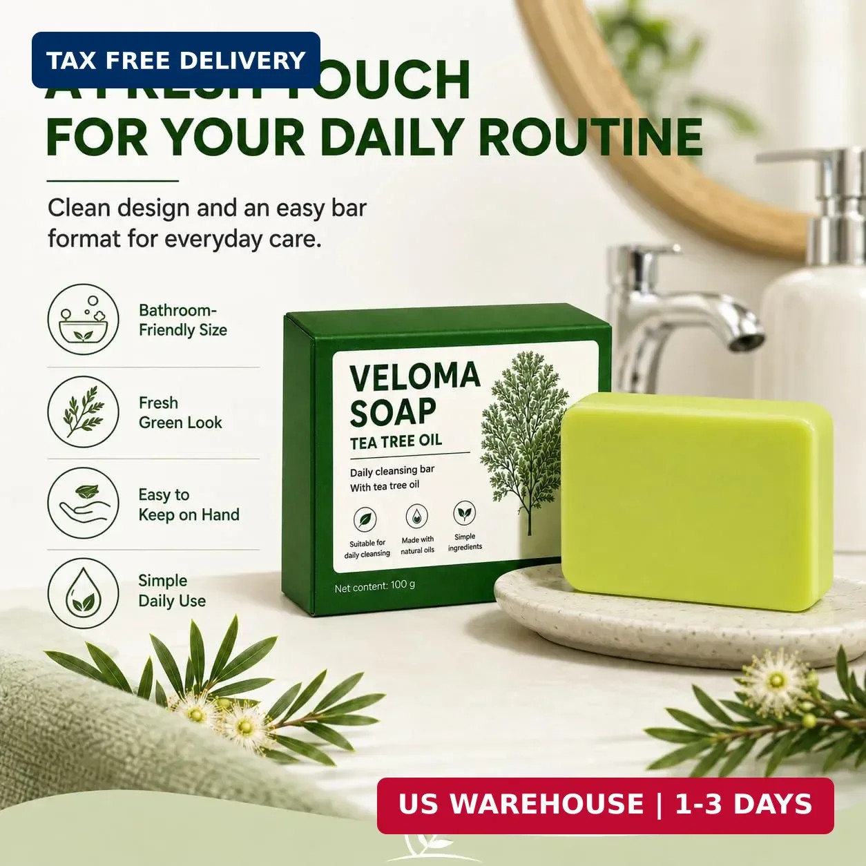 Veloma Antifungal Soap, Veloma Soap, 3.52oz | Tea Tree & Eucalyptus Formula with