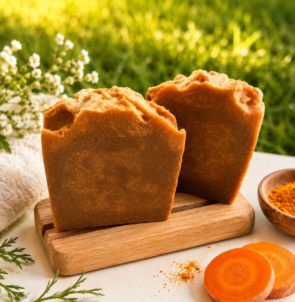 1 Bar Unscented Beef Tallow & Goat Milk Soap – Carrot & Turmeric
