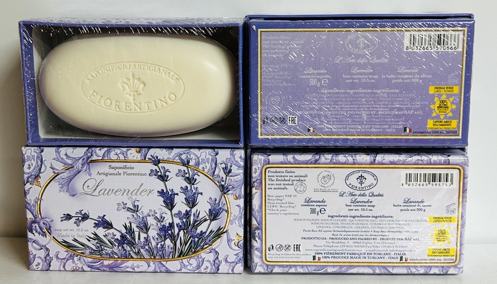 4-Pack Saponificio ~ Lavender Scented Bar Soap 10.5 oz Each