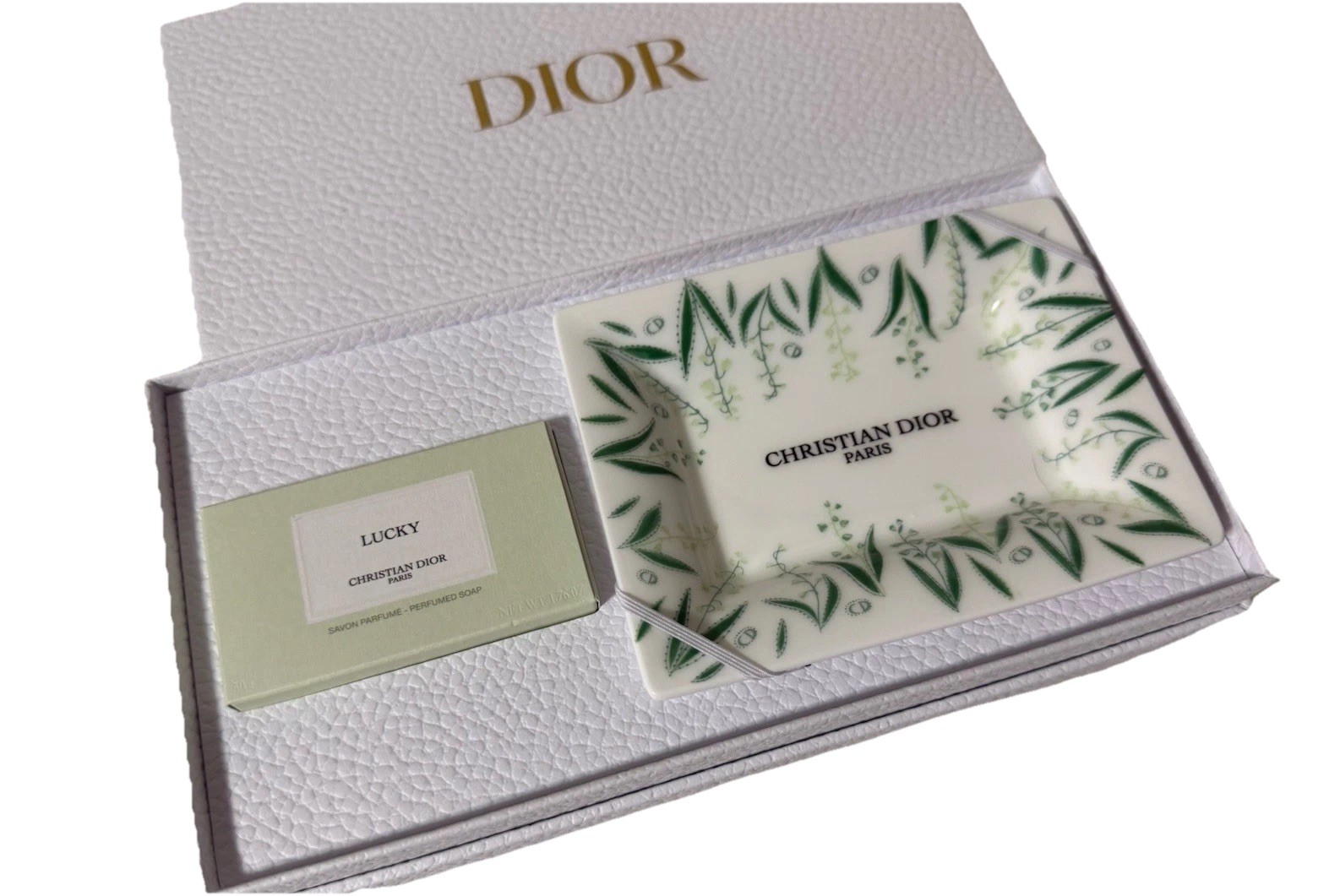 Christian Dior Maison Lucky soap set Soap & Soap Dish Tray Flower Ceramics Gift