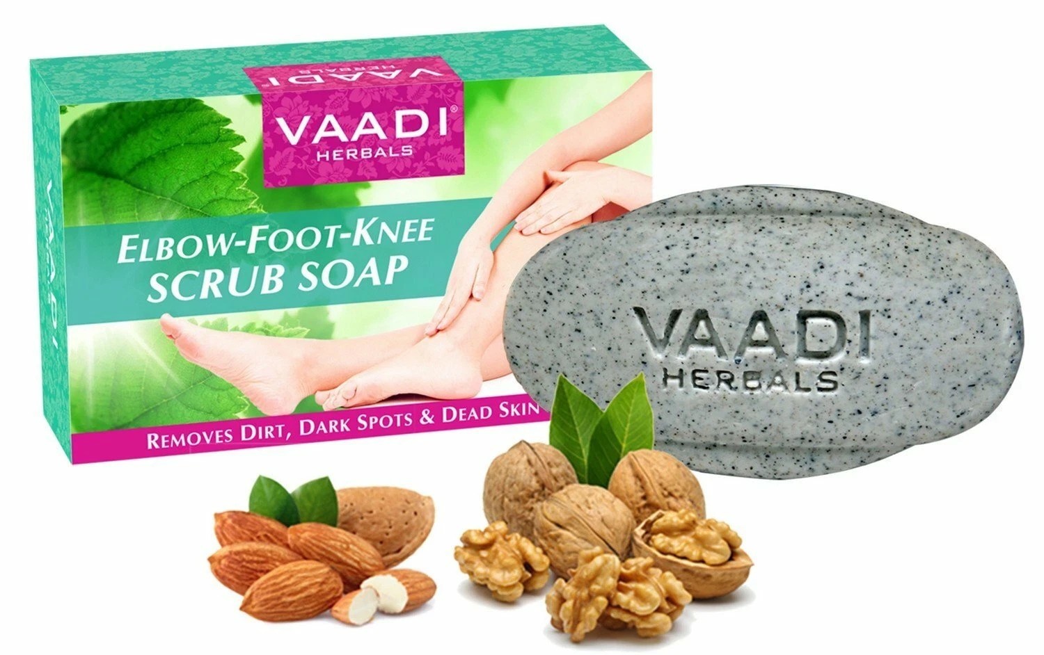 Vaadi Herbals Elbow Foot Knee Scrub Soap with Almond and Walnut Scrub, 75 gm v14