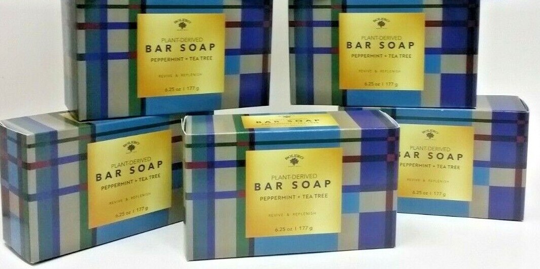 12x Large Bolero Plant Derived PEPPERMINT + TEA TREE Bar Soap Bath 6.25oz Revive