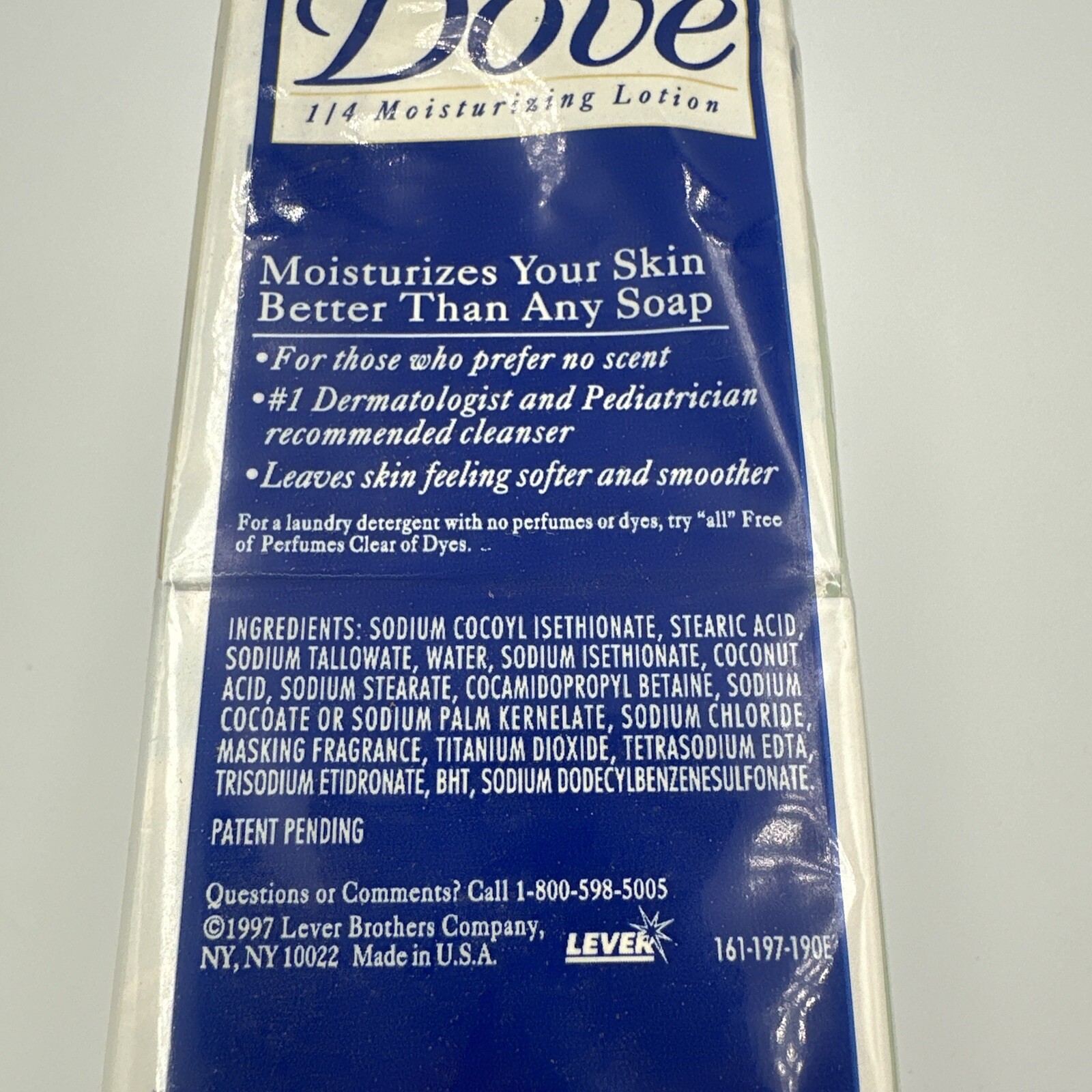 8 Vintage DOVE Unscented Bar Soap 1/4 Moisturizer Lever 4.75oz Made In Usa 1997