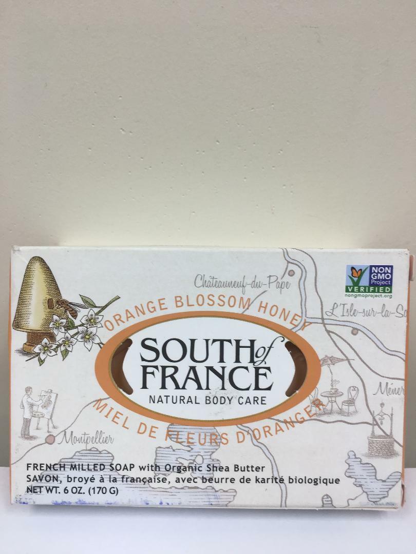 SOUTH OF FRANCE MILLED SOAP BAR 6oz ORANGE BLOSSOM HONEY WITH ORGANIC SHEA BUTTE