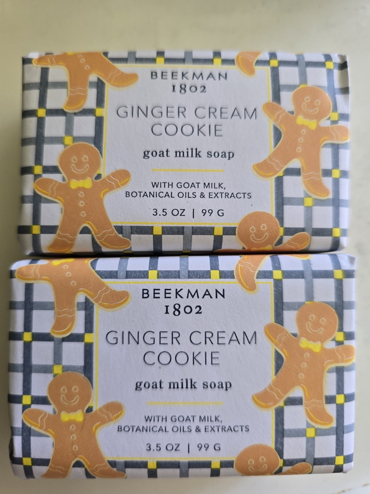 2 BEEKMAN 1802 GINGER CRRAM COOKIE GOAT MILK SOAP 3.5oz EACH NEW 4.00 SHIPPING