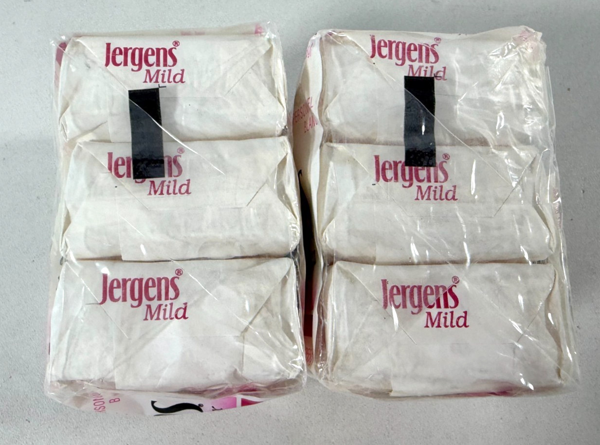 Vintage Jergens Mild Soap Bars White 6 Personal Size Bars (3 Oz Each) Total 18oz