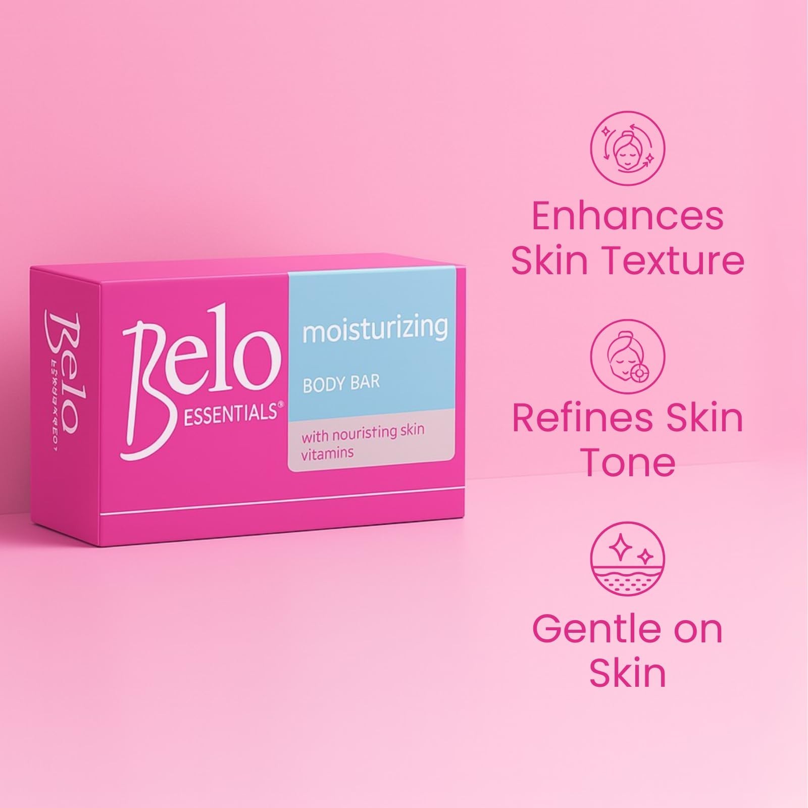 Belo Essentials Moisturizing Body Bar Gentle Cleansing Hydrating Soap 135g