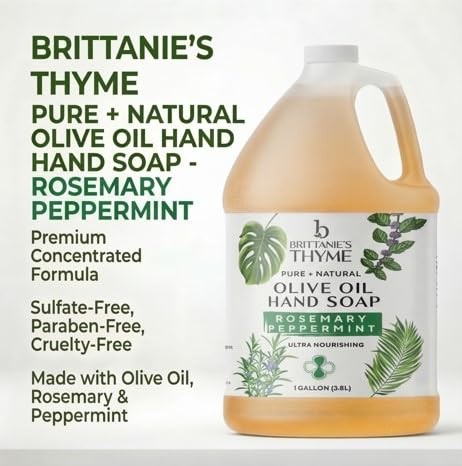 Brittanie’s Pure Organic Castile Liquid Olive 128 Fl Oz (Pack of 1), Clear